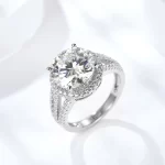 Moissanite Row 5.0carat Halo Round Diamond Ring