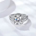 Moissanite Row 5.0carat Halo Round Diamond Ring