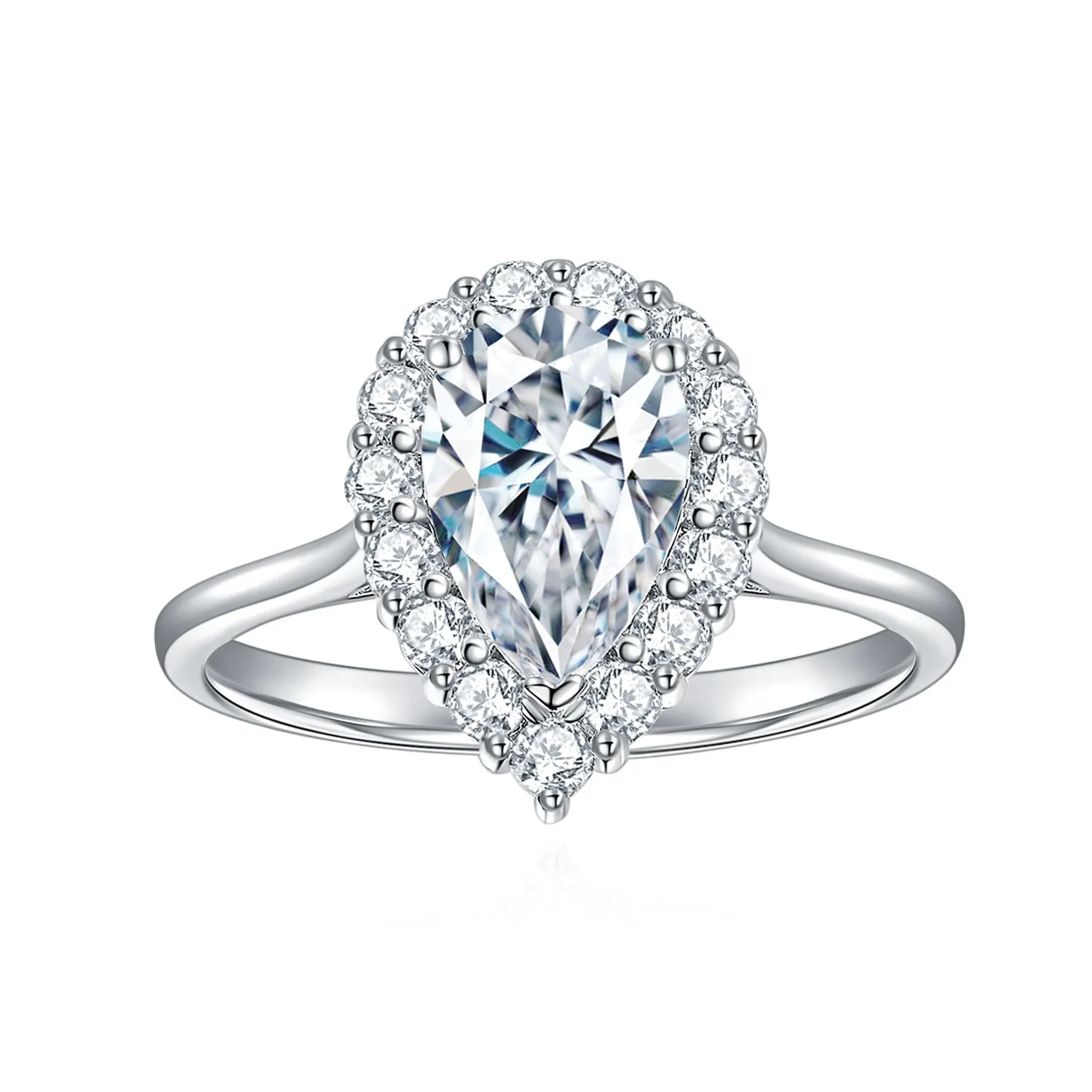 Moissanite Solitaire 1.5carat Pear Diamond Ring