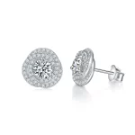 Moissanite 0.5carat Halo Round Diamond Earrings