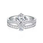 Moissanite 2.0carat Crown Cushion Diamond Ring