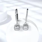 Moissanite 1.0carat Princess Hoop Diamond Earrings