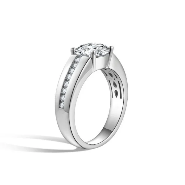 Moissanite Men's 2.0carat 8mm Round Diamond Ring Moissanite Men's 2.0carat 8mm Round Diamond Ringv