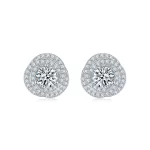 Moissanite 0.5carat Halo Round Diamond Earrings