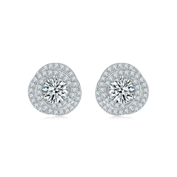 Moissanite 0.5carat Halo Round Diamond Earrings