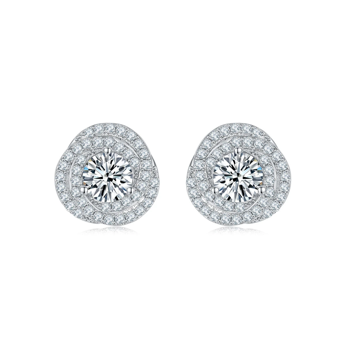 Moissanite 0.5carat Halo Round Diamond Earrings