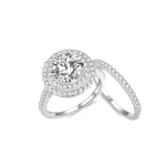 Moissanite 2.0carat Double Halo Round Diamond Ring Can Be Separated