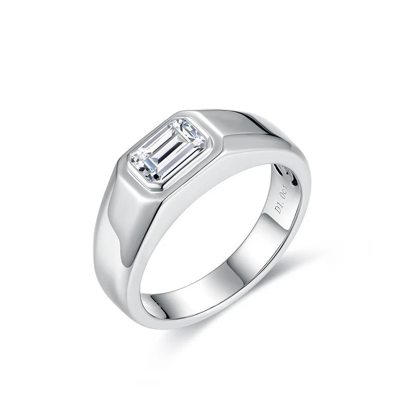 Moissanite Men's 1.0carat Emerald Cut Diamond Ring