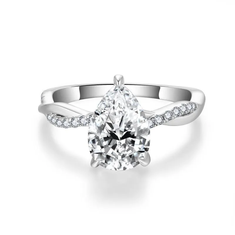 Moissanite Switch 2.0carat Pear Diamond Ring