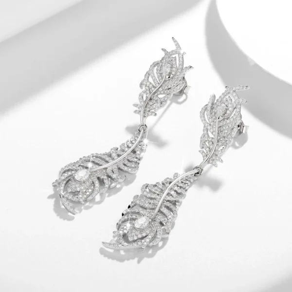 Moissanite Feather Diamond Earrings Moissanite Feather Diamond Earrings