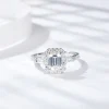 Moissanite Halo 1.0carat Emerald Diamond Ring