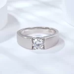 Moissanite Men's Frosted 1.0carat Round Diamond Ring