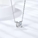 Moissanite 18K Rose Gold 2.0carat Four-Prong Round Diamond Necklace