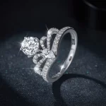 Moissanite 1.0carat Crown Round Diamond Ring