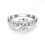 Moissanite Three-Stone 1.5carat Oval Diamond Ring