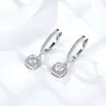 Moissanite 1.0carat Princess Hoop Diamond Earrings