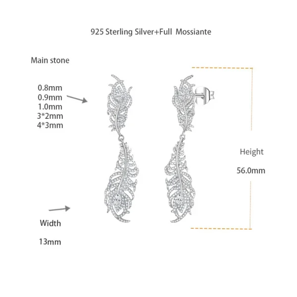 Moissanite Feather Diamond Earrings Moissanite Feather Diamond Earrings