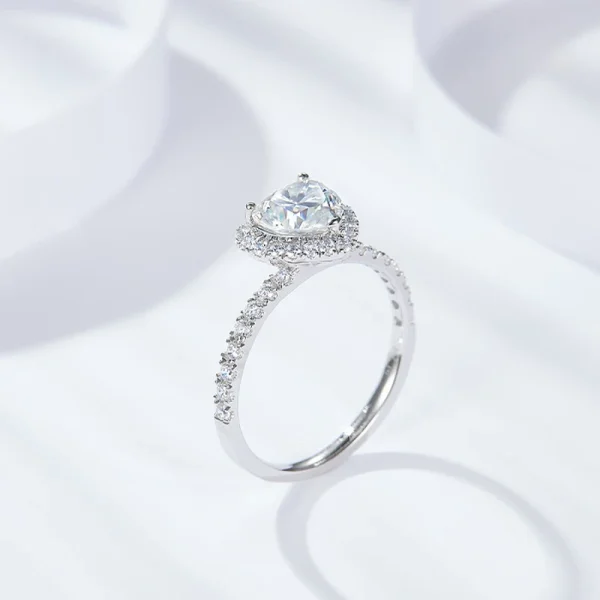 Moissanite 1.2carat Halo Heart Diamond Ring