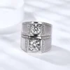Moissanite Men's 1.0-2.0carat Brushed Round Diamond Ring