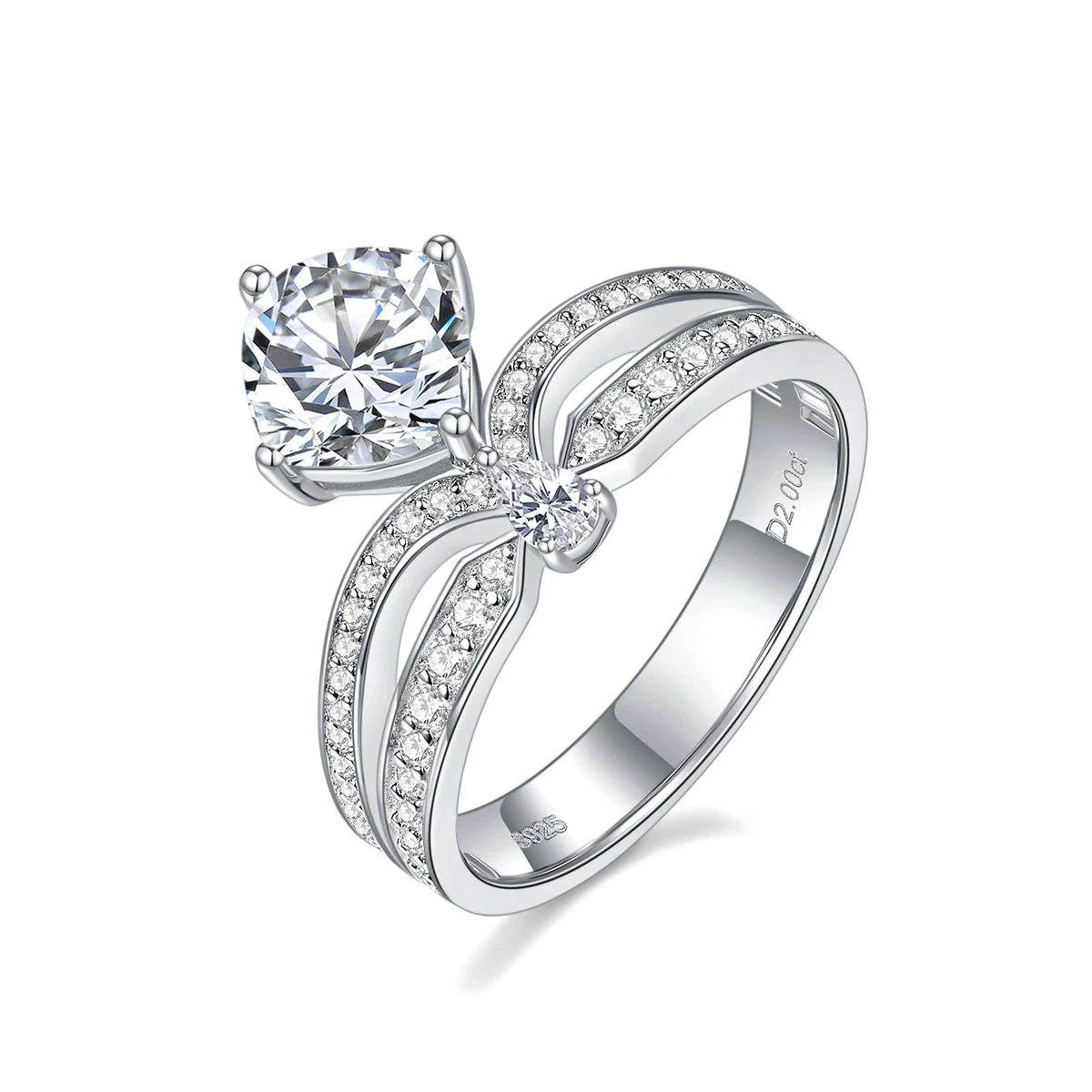 Moissanite 2.0carat Crown Cushion Diamond Ring