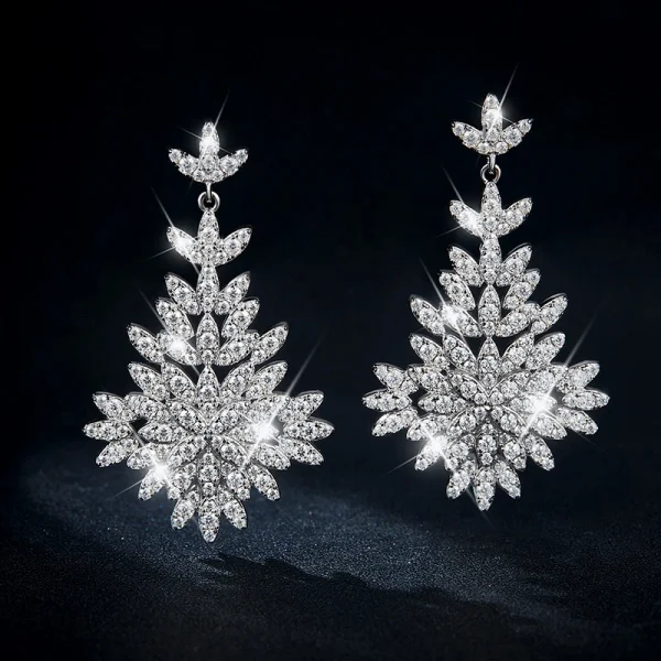 Moissanite Leaf VVS D Diamond Earrings Moissanite Leaf VVS D Diamond Earrings