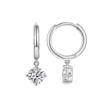 Moissanite 0.5carat Round 4-Prong Hoop Diamond Earrings