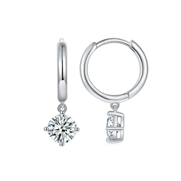 Moissanite 0.5carat Round 4-Prong Hoop Diamond Earrings Moissanite 0.5carat Round 4-Prong Hoop Diamond Earrings