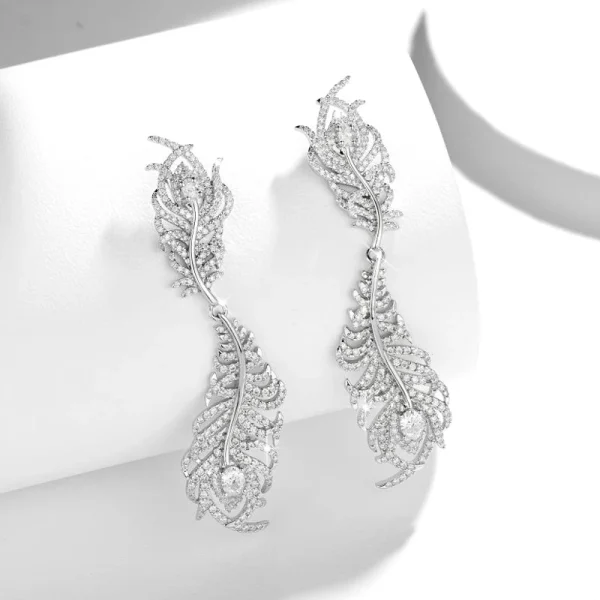 Moissanite Feather Diamond Earrings Moissanite Feather Diamond Earrings