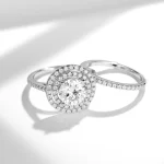 Moissanite 2.0carat Double Halo Round Diamond Ring Can Be Separated