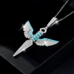 Moissanite Angel Wing Pendant Diamond Necklace