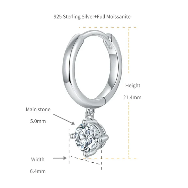Moissanite 0.5carat Round 4-Prong Hoop Diamond Earrings Moissanite 0.5carat Round 4-Prong Hoop Diamond Earrings