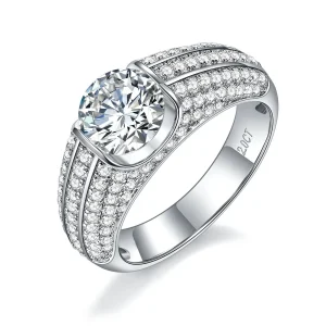 Moissanite Men's 1.0-2.0carat Round Full Diamond Ring