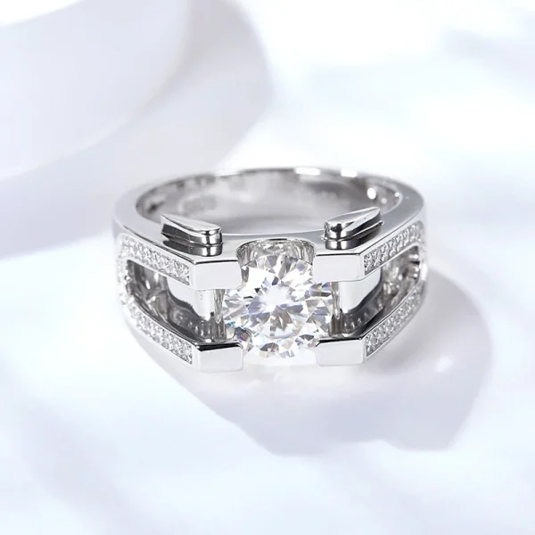 Moissanite Men's 1.0-2.0carat Round Diamond Ring