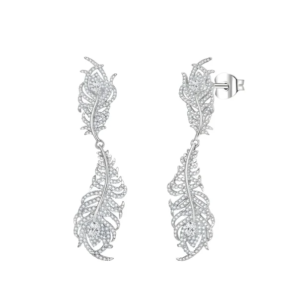 Moissanite Feather Diamond Earrings Moissanite Feather Diamond Earrings