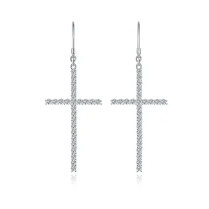 Moissanite Large Cross 1.8mm VVS D Diamond Earrings Moissanite Large Cross 1.8mm VVS D Diamond Earrings