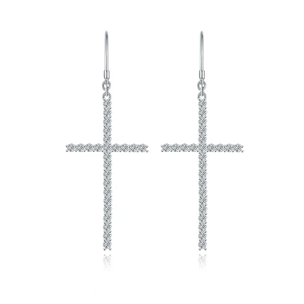 Moissanite Large Cross 1.8mm VVS D Diamond Earrings Moissanite Large Cross 1.8mm VVS D Diamond Earrings
