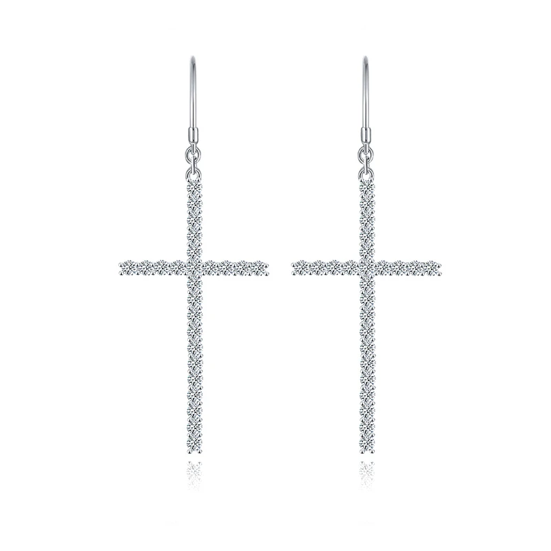 Moissanite Large Cross 1.8mm VVS D Diamond Earrings