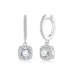 Moissanite 1.0carat Princess Hoop Diamond Earrings