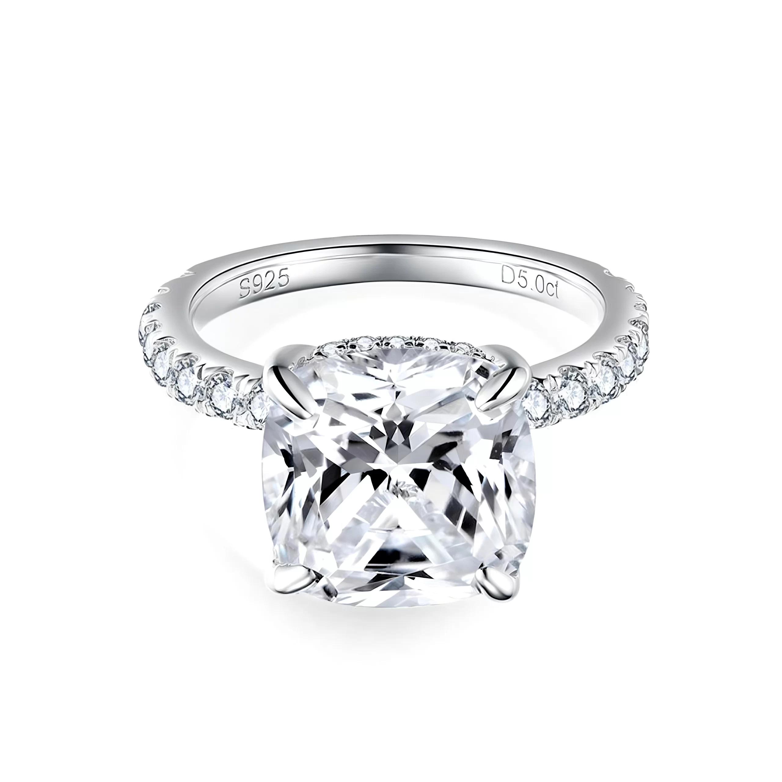 Moissanite 5.0carat Cushion Diamond Ring